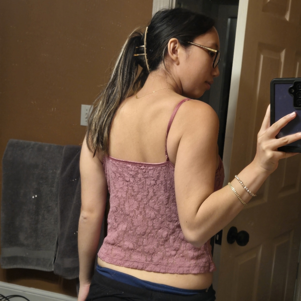 Y2K Bra Lace Top Tank Purple Pink - Picture 2 of 6